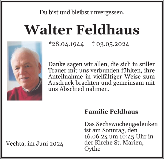 Anzeige von Walter Feldhaus von OM-Medien