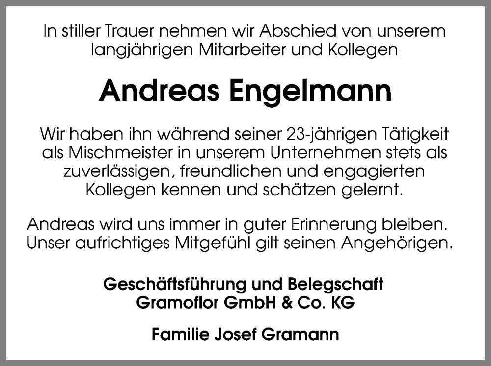  Traueranzeige für Andreas Engelmann vom 29.06.2024 aus OM-Medien