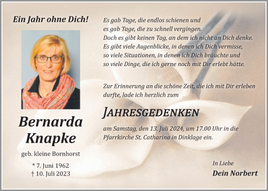 Anzeige von Bernarda Knapke von OM-Medien