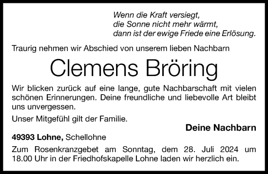 Anzeige von Clemens Bröring von OM-Medien