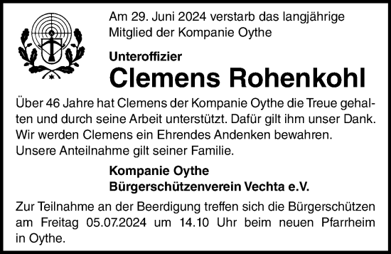 Anzeige von Clemens Rohenkohl von OM-Medien