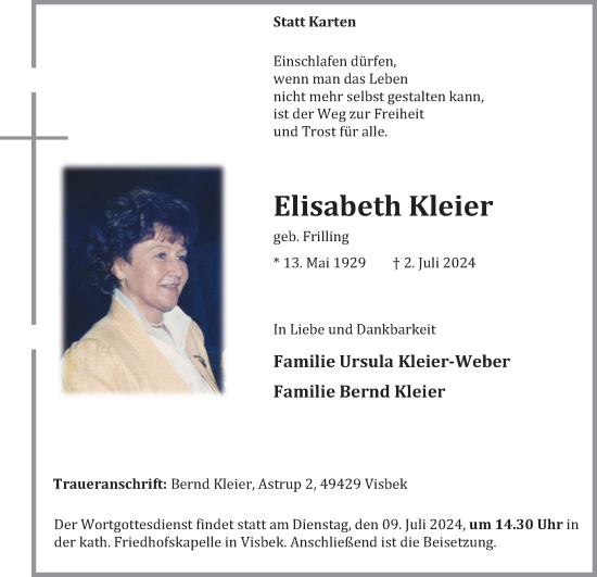 Anzeige von Elisabeth Kleier von OM-Medien