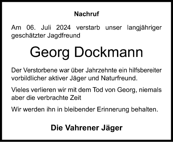 Anzeige von Georg Dockmann von OM-Medien