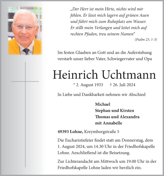 Anzeige von Heinrich Uchtmann von OM-Medien