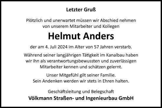 Anzeige von Helmut Anders von OM-Medien