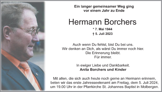 Anzeige von Hermann Borchers von OM-Medien