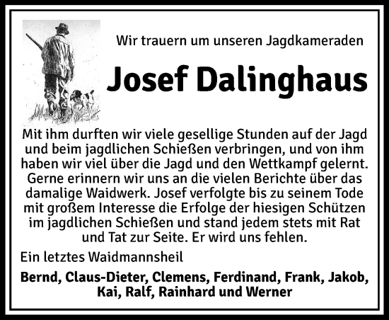 Anzeige von Josef Dalinghaus von OM-Medien