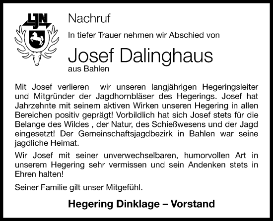 Anzeige von Josef Dalinghaus von OM-Medien