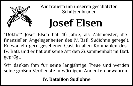 Anzeige von Josef Elsen von OM-Medien