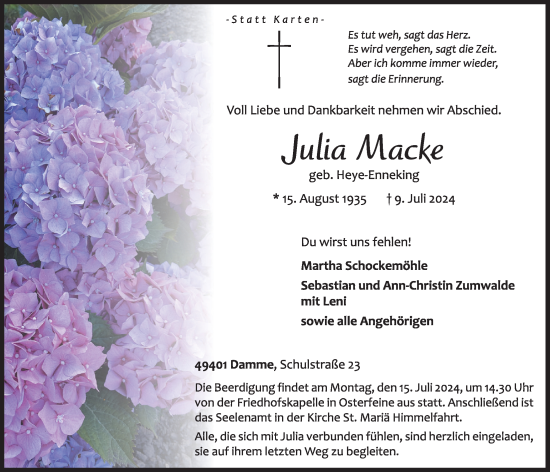 Anzeige von Julia Macke von OM-Medien