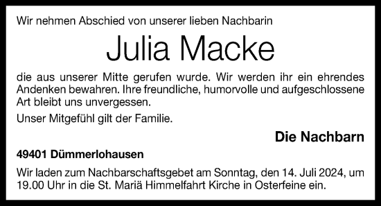 Anzeige von Julia Macke von OM-Medien