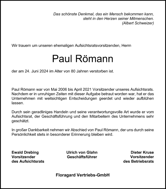 Anzeige von Paul Römann von OM-Medien