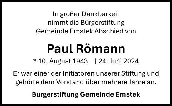 Anzeige von Paul Römann von OM-Medien