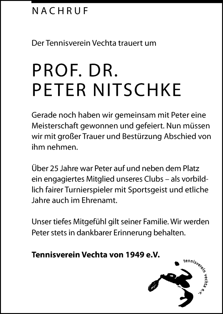  Traueranzeige für Peter Nitschke vom 23.07.2024 aus OM-Medien