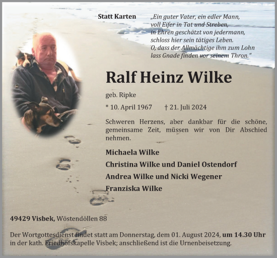 Anzeige von Ralf Heinz Wilke von OM-Medien