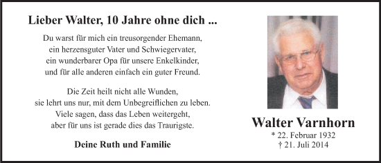 Anzeige von Walter Varnhorn von OM-Medien