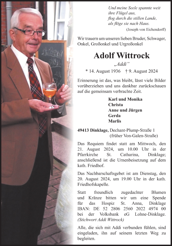 Anzeige von Adolf Wittrock von OM-Medien