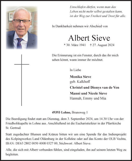 Anzeige von Albert Sieve von OM-Medien