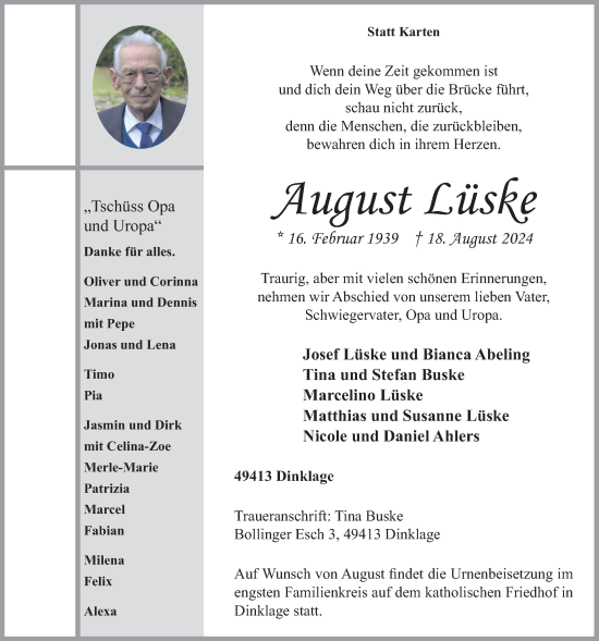 Anzeige von August Lüske von OM-Medien