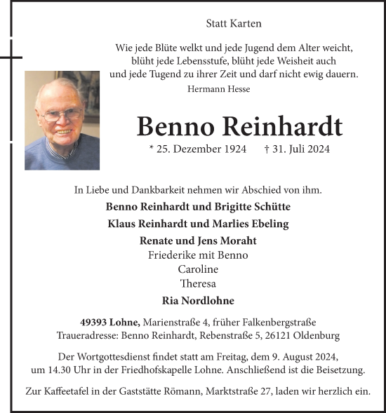 Anzeige von Benno Reinhardt von OM-Medien