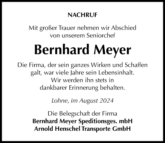 Anzeige von Bernhard Meyer von OM-Medien