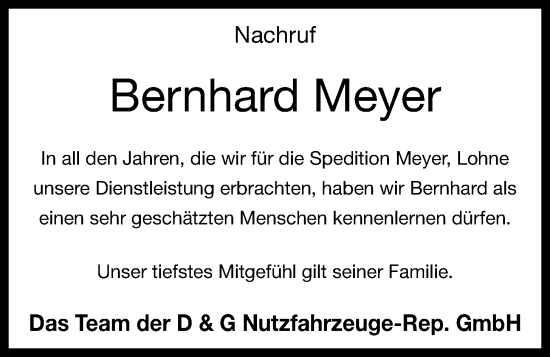 Anzeige von Bernhard Meyer von OM-Medien