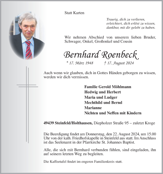 Anzeige von Bernhard Roenbeck von OM-Medien