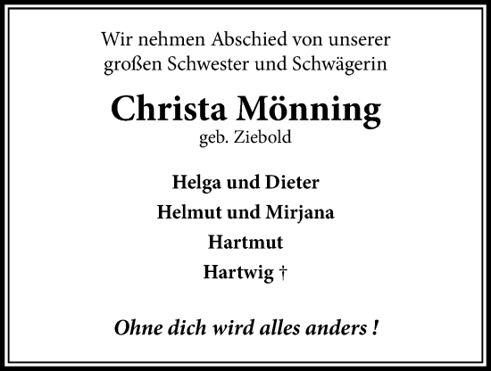 Anzeige von Christa Mönning von OM-Medien