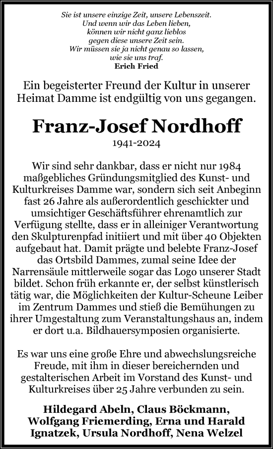 Anzeige von Franz-Josef Nordhoff von OM-Medien