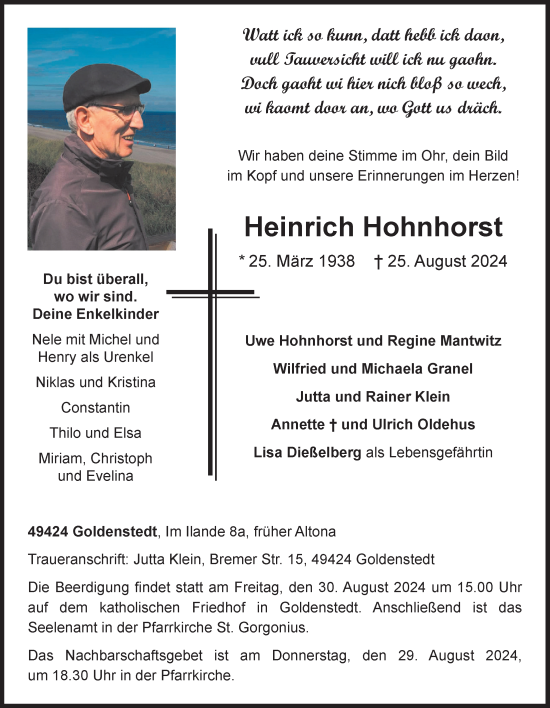 Anzeige von Heinrich Hohnhorst von OM-Medien