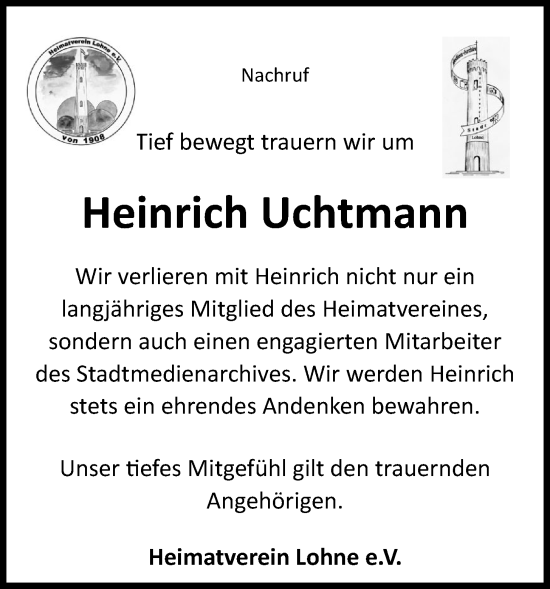 Anzeige von Heinrich Uchtmann von OM-Medien