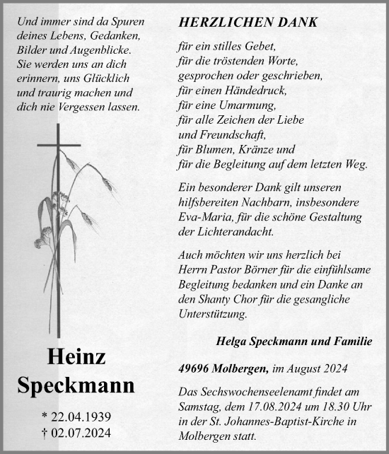 Anzeige von Heinz Speckmann von OM-Medien