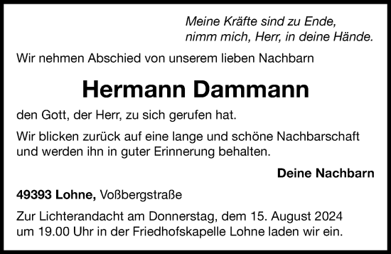 Anzeige von Hermann Dammann von OM-Medien