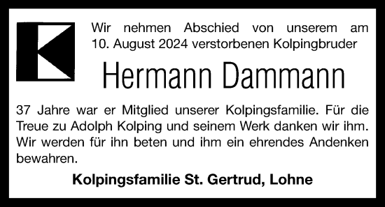 Anzeige von Hermann Dammann von OM-Medien