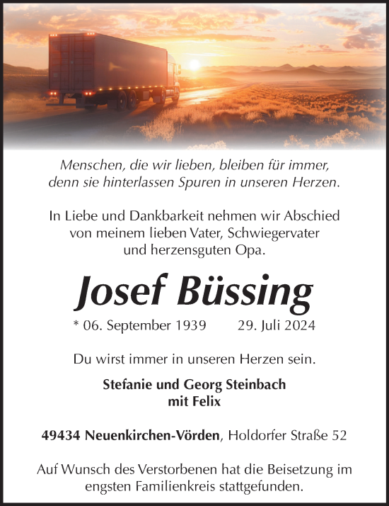 Anzeige von Josef Büssing von OM-Medien