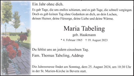 Anzeige von Maria Tabeling von OM-Medien