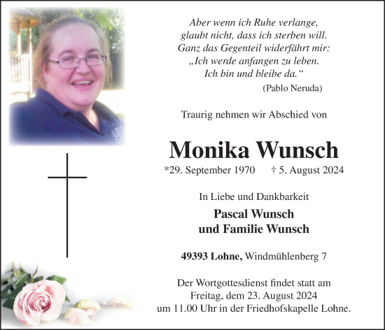 Anzeige von Monika Wunsch von OM-Medien