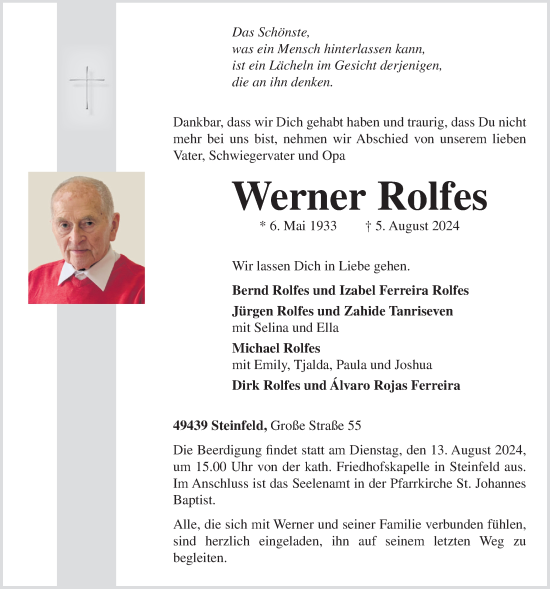 Anzeige von Werner Rolfes von OM-Medien