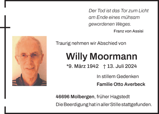 Anzeige von Willy Moormann von OM-Medien