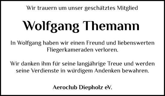 Anzeige von Wolfgang Themann von OM-Medien