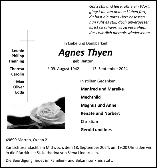 Anzeige von Agnes Thyen von OM-Medien