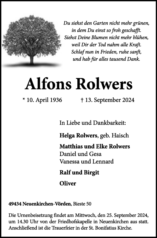 Anzeige von Alfons Rolwers von OM-Medien