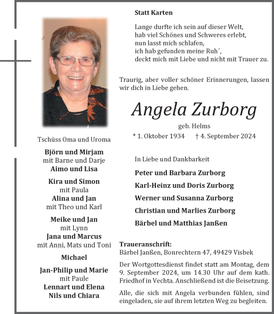 Anzeige von Angela Zurborg von OM-Medien