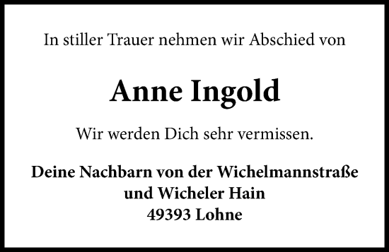 Anzeige von Anne Ingold von OM-Medien