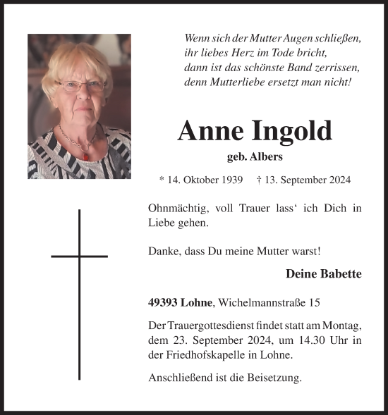 Anzeige von Anne Ingold von OM-Medien