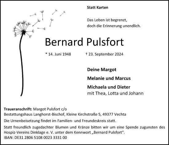 Anzeige von Bernard Pulsfort von OM-Medien