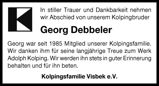 Anzeige von Georg Debbeler von OM-Medien