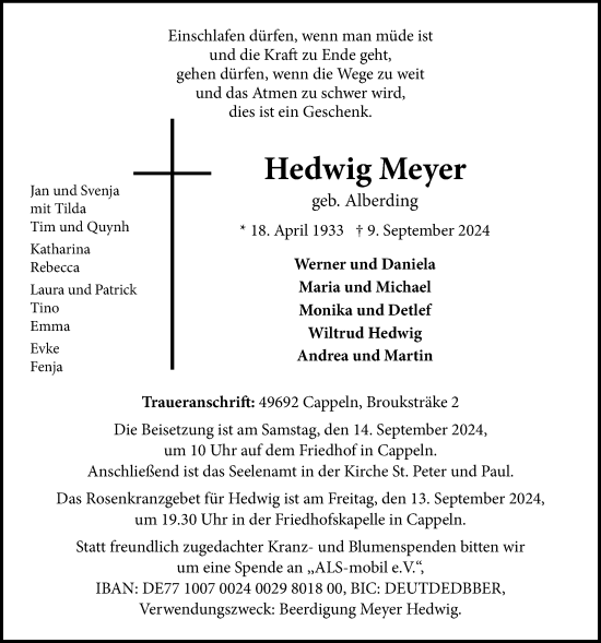 Anzeige von Hedwig Meyer von OM-Medien