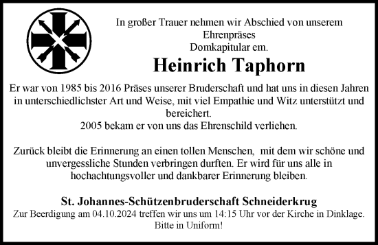 Anzeige von Heinrich Taphorn von OM-Medien