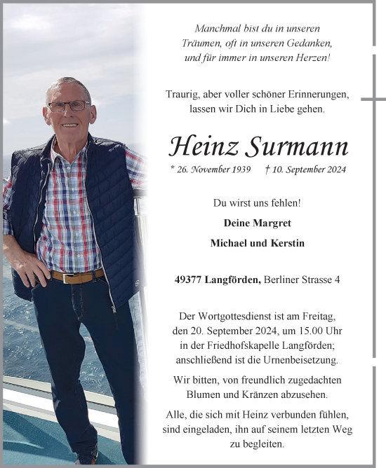 Anzeige von Heinz Surmann von OM-Medien